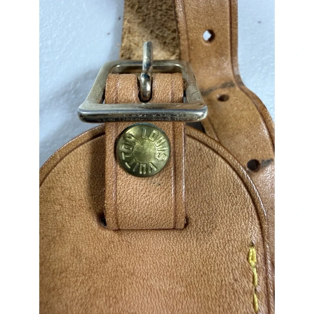 Louis Vuitton Luggage Tag Vintage Retro‎ Leather Made in Paris France Vachetta